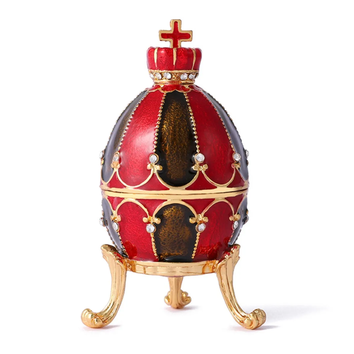 QIFU New Arrival Fashion Red and Black Faberge Egg Jewelry Box for Home Decoration 2