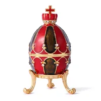 QIFU New Arrival Fashion Red and Black Faberge Egg Jewelry Box for Home Decoration 2