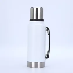 Deluxe 1000ml Insulated Stainless Steel Water Bottle with Powder Coating - 1000ML (WHITE)