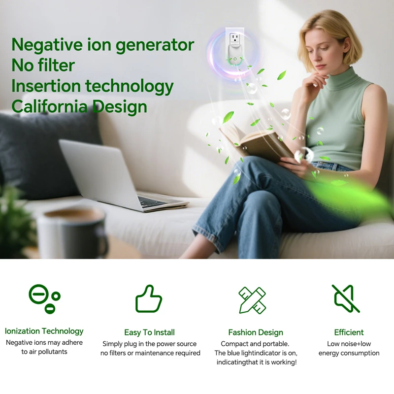 Xiaomi Compact USB Air Purifier - Negative Ion Odor Smoke Eliminator for Rooms
