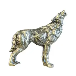 Copper Alloy Wolf Figurine Vintage Home Decor Metal Statue Collection for Sand Table Office Micro Landscape Scenery Desktop