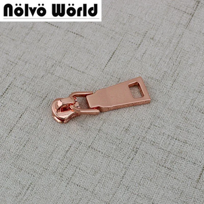 10-50pcs 5# metel teeth,Nylon teeth,zip slider Rose gold Plating accessory metal zipper puller for bags garment fabric accessory 5 detachable zipper puller universal replacement metal zipper head repair kits luggage purses handbags clothes zipper slider