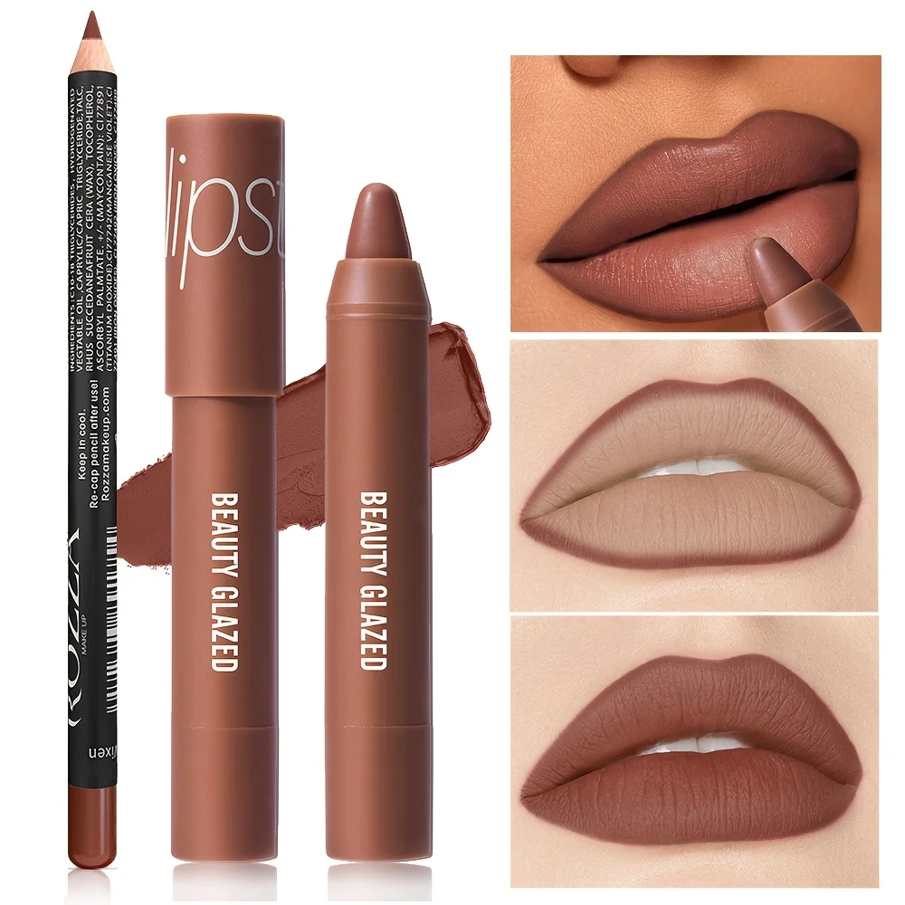 2Pcs/set Velvet Lipstick Pen Lip Liner Set