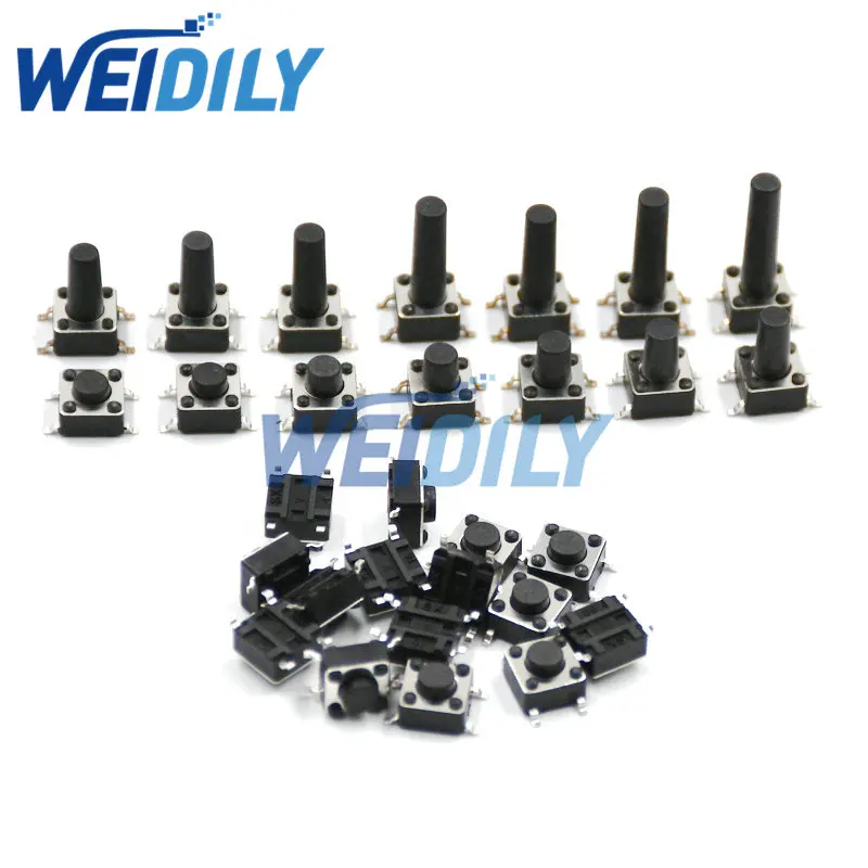 50PCS SMD Switch 6*6*4.3mm 6*6*5mm 6/7/8/9/10/11/12/13/14/17 6X6 4Pin ...