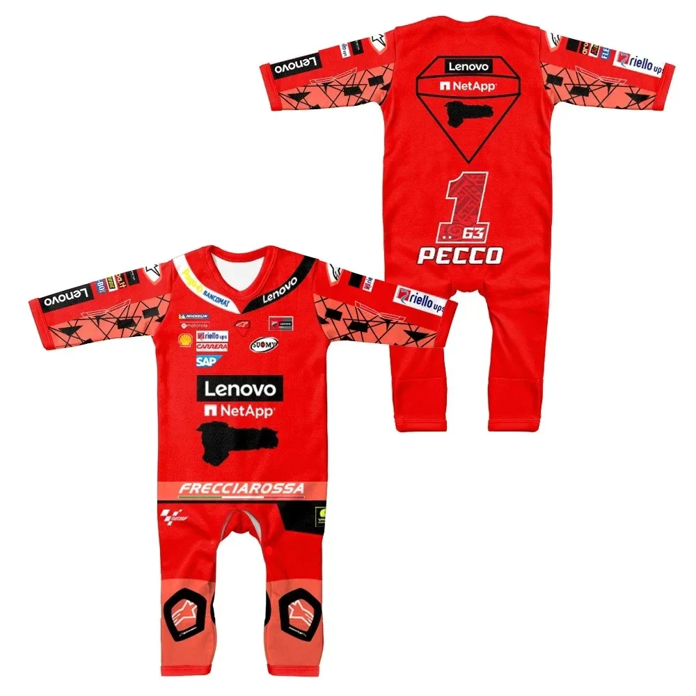 2024 New MOTO GP Francesco Bagnaia Fan Baby Bodysuit Red Team BEBE Outdoor Sports Creeper Cute Baby Cotton Long Sleeve One Piece 4