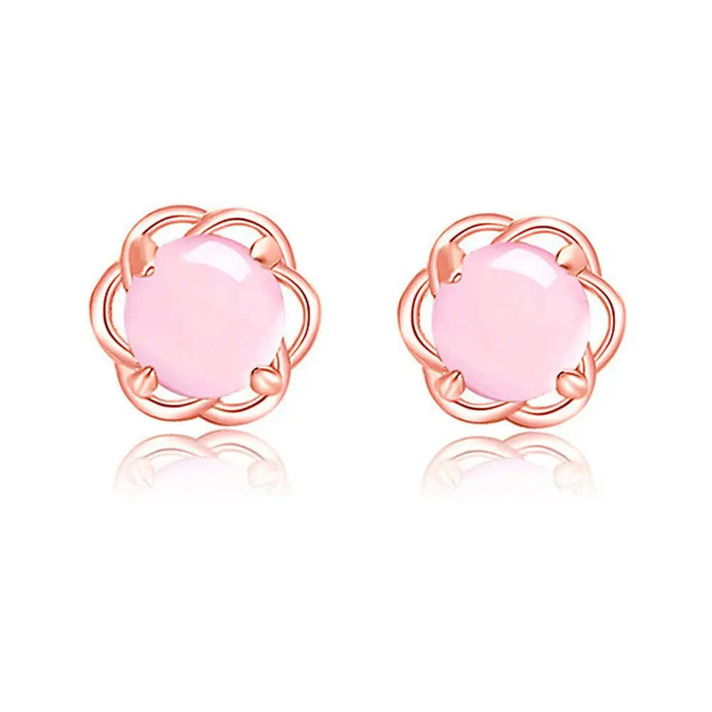 

Ювелирные изделия в форме шара, хороший эффектный шикарный модный опал, стильные женские очаровательные серьги-гвоздики с розовым позолоченным розовым лотосом