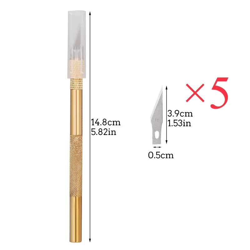 Brass Scalpel Knife Tools Kit Non-Slip Blades Engraving Knife Mobile Phone Film Paper Cut Handicraft Carving Tools