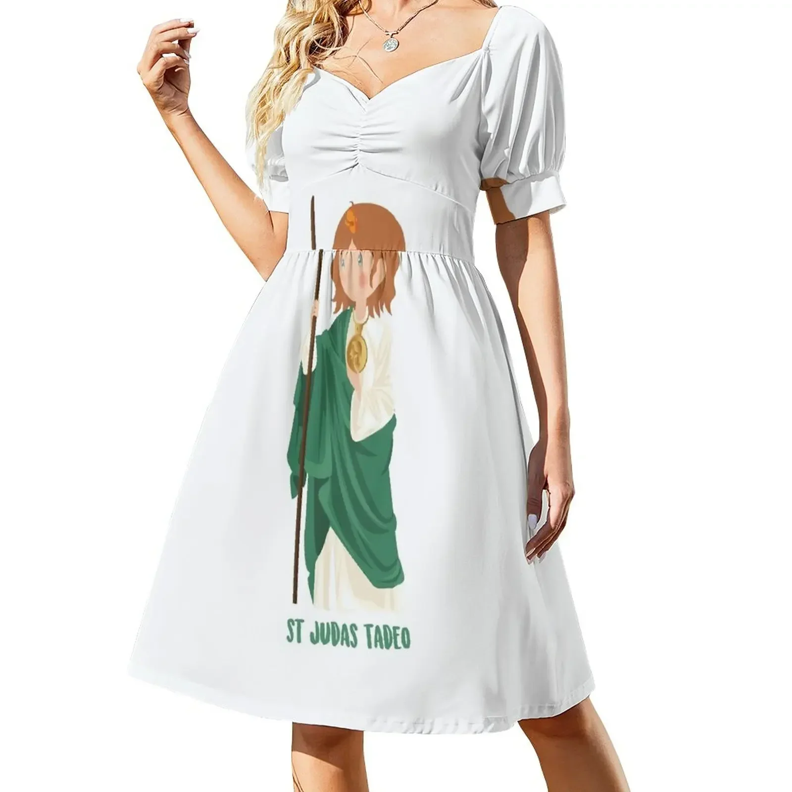 thumbnail image 1 of Vestido de manga corta de San Judas Tadeo, vestidos de fiesta para mujer, ropa de mujer, vestidos de novia para mujer, vestido para mujer, 1 of 7