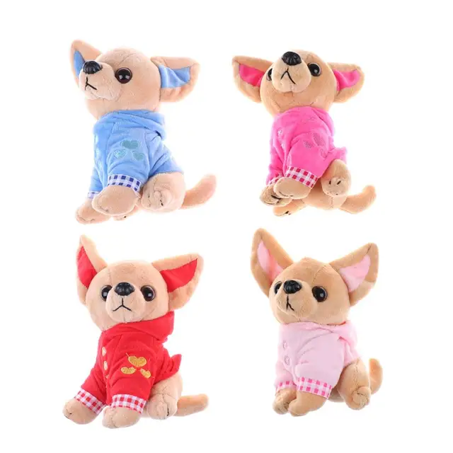 17cm 1PCS New Cute  Chihuahua Dog Plush Toy Stuffed Children Birthday Christmas Present Kids Toys 4 Colors 1