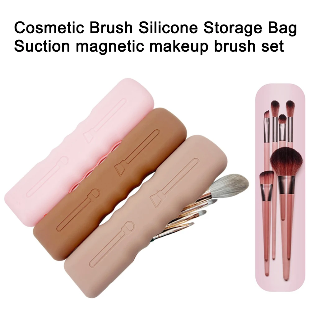 Portable Cosmetic Kit Silicone Makeup Brush Bag Travel Magnetic Makeup Brush Protective Case Storage Bag For Gifts