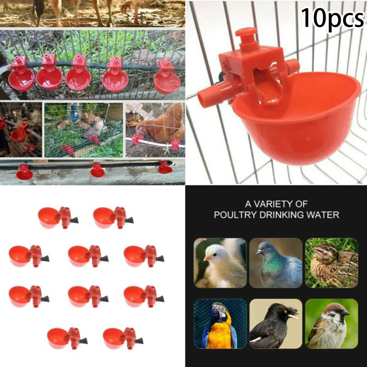 Poultry Drinking Cup Chicken Hen Plastic Automatic Waterer For 9.5 Mm Pipe Diameter Commercial Chicken And Poultry Farms 10PCS