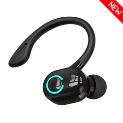 Enhanced Wireless Bluetooth Earbuds - HIFI Bass, HD Microphone, Ear - Hook Design, Noise Cancelling, Waterproof - Ideal ((New) Black)