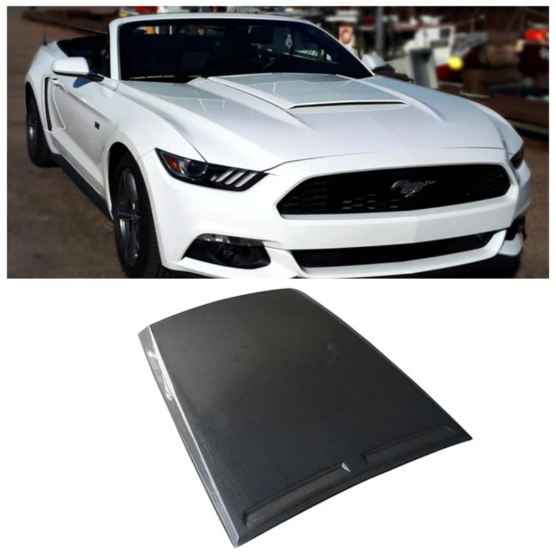 

For Ford Mustang 2015 2016 2017 High Quality ABS Black & Carbon Fiber Front Bumper Engine Hood Vent Spoiler Cover Decorative