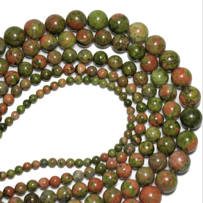 

Quality Green Unakite Bead Natural Loose Beads for Jewelry Making DIY Bracelet Accessories ( Pick Size 4 6 8 10 Mm )