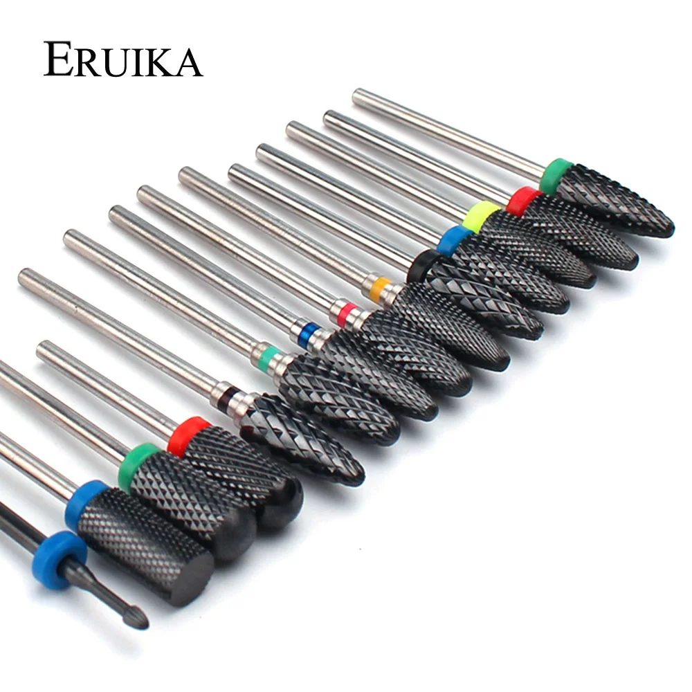 

ERUIKA Black Ceramic Nail Drill Bit Milling Cutter Nail Files Electric Burr Manicure Pedicure Remove Dead Skin Equipment Tools