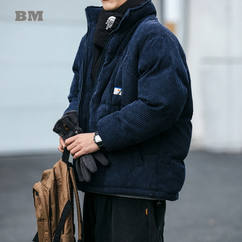 

Winter Fashion Japanese Streetwear Vintage Corduroy Parkas Korean Thick Warm Jackets Men Clothing Harajuku Casual Coats Male
