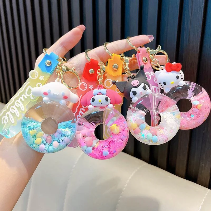 

Новый милый Sanrio пончик Kuromi Cinnamoroll брелок Hello Kitty акриловый зыбучий песок бутылка мультфильм кукла колокольчик женский подарок