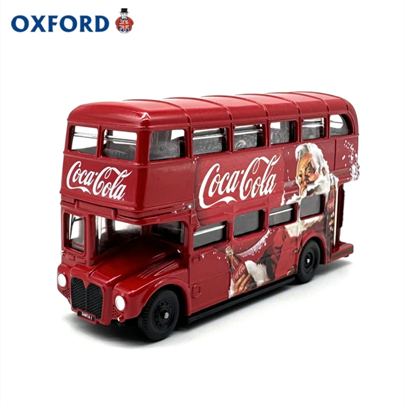 Diecast OXFORD 1:76 Scale London Bus Coke Christmas Alloy Car Model Collectible Toy Gift Souvenir Display Ornament