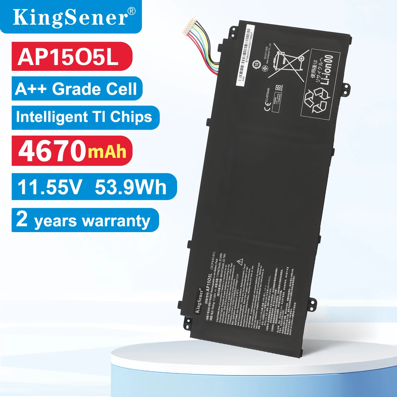Bateria do Portátil Acer Aspire S5371 Sf51451 Chromebook R13 Cb5-312t Cb5-312t-k0yk K8z9 11.55v 4670mah 4670mah Kingsener-ap15o5l