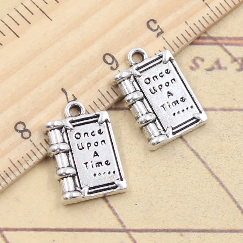 10 stücke Charms Geschichte Buch Einmal auf eine zeit 18x12mm Tibetischen Silber Farbe Anhänger Antike Schmuck Machen DIY Handgemachte Handwerk
