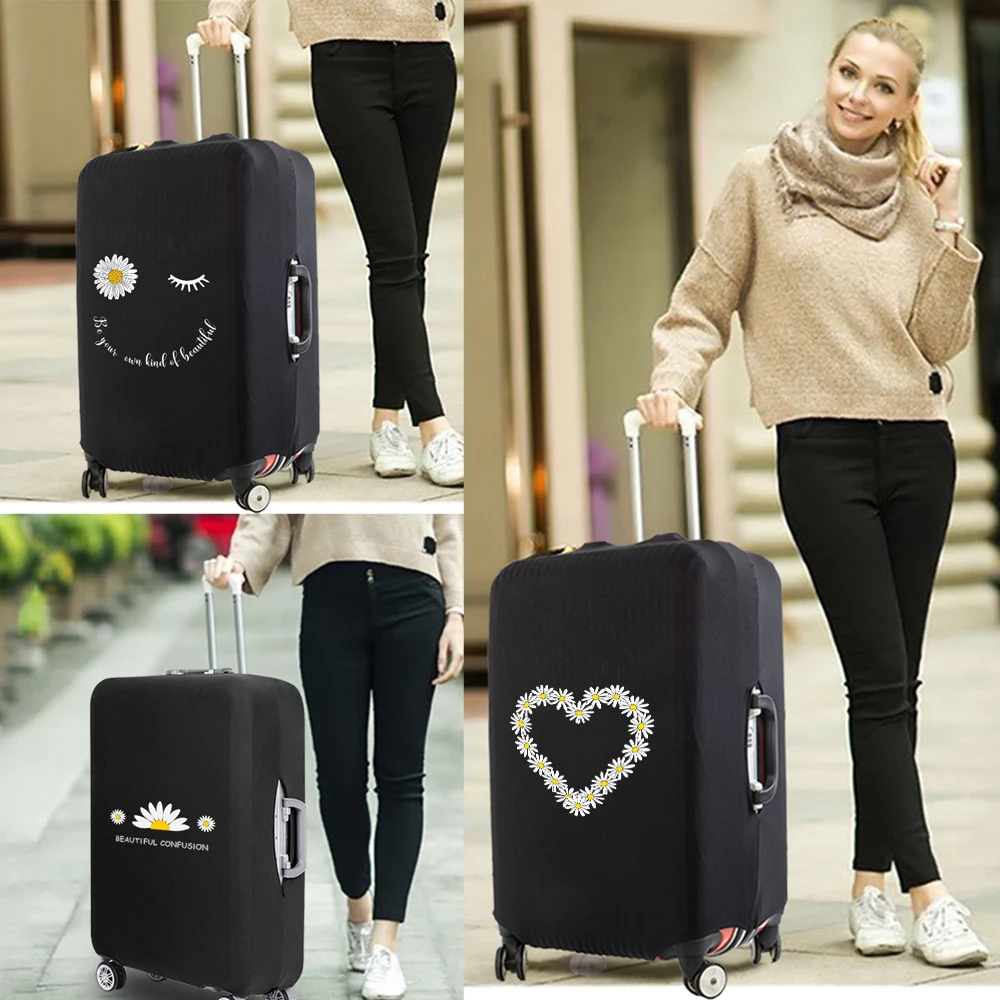 

2023 Daisy Pattern Thicken Luggage Elasticity Protect Cover Travel Accessories for 18-32 Inch Suitcase Dust Covers Trolley Cover