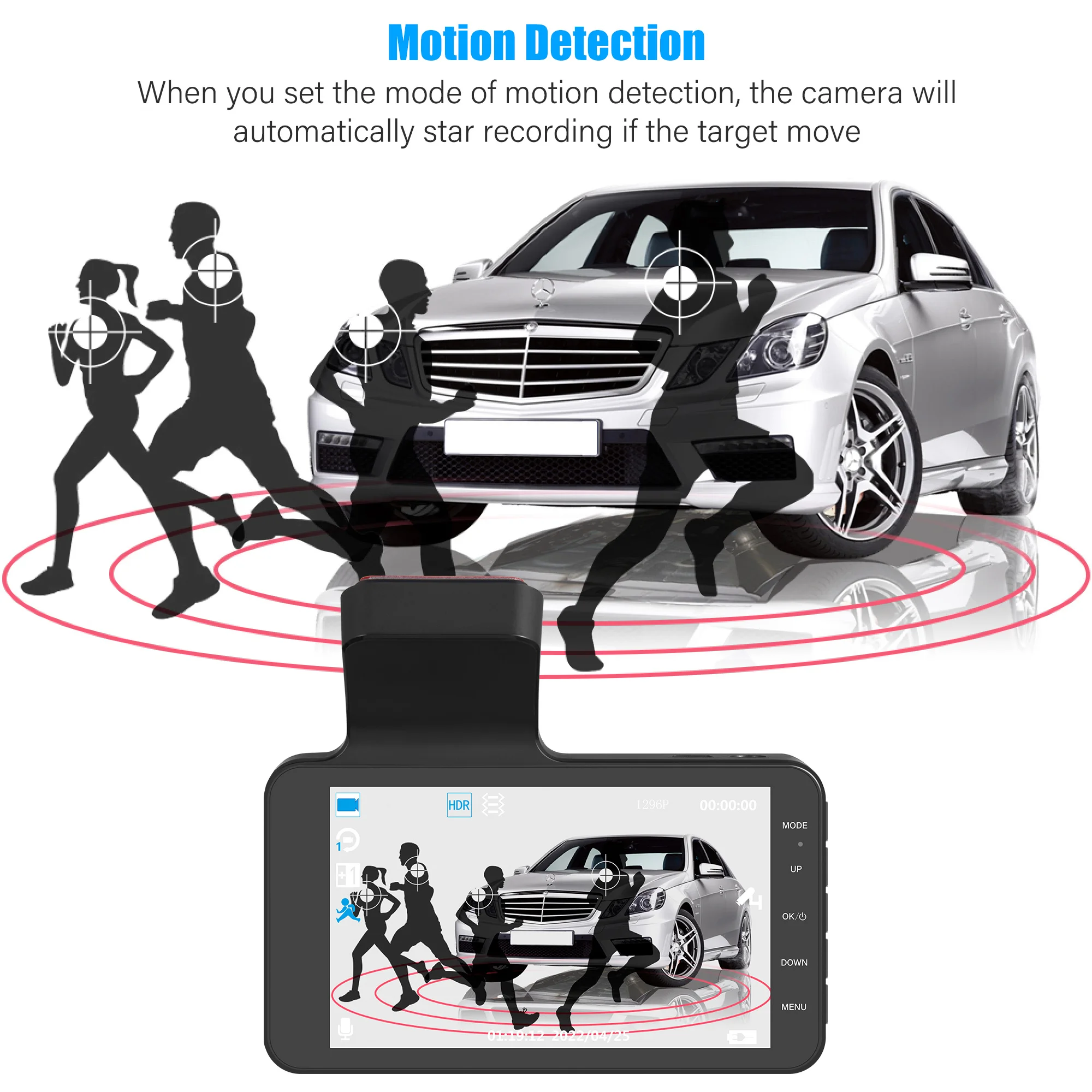 Dash Cam Front and Rear View Camera Video Recorder Dual Lens Car Dvr Cycle Recording Night Vision G-sensor 1080P Dashcam 4 Inch