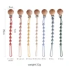 Beech Wood Chew Bead Pacifier Clips Dummy Chain Holder Newborn Soother Chains Nipple Holder For Babies Teething Toy Baby Chew 6