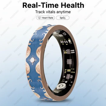 Nuovo Moissanite Diamond Fashion Donna Uomo Anello intelligente Smalto impermeabile Design artigianale Anello da donna Monitoraggio della salute della frequenza cardiaca Anello sportivo