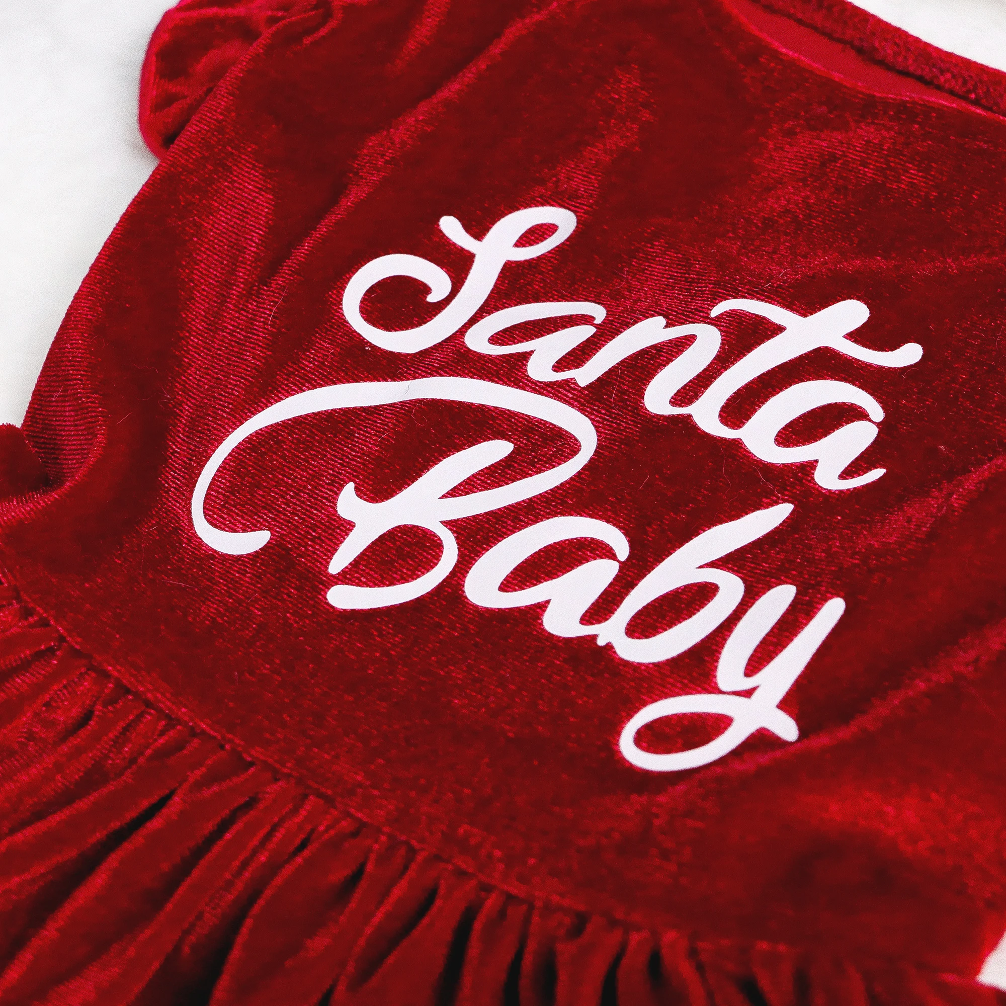 Set of 2 Christmas Puppy Dresses – Santa Baby Plush Outfits 6