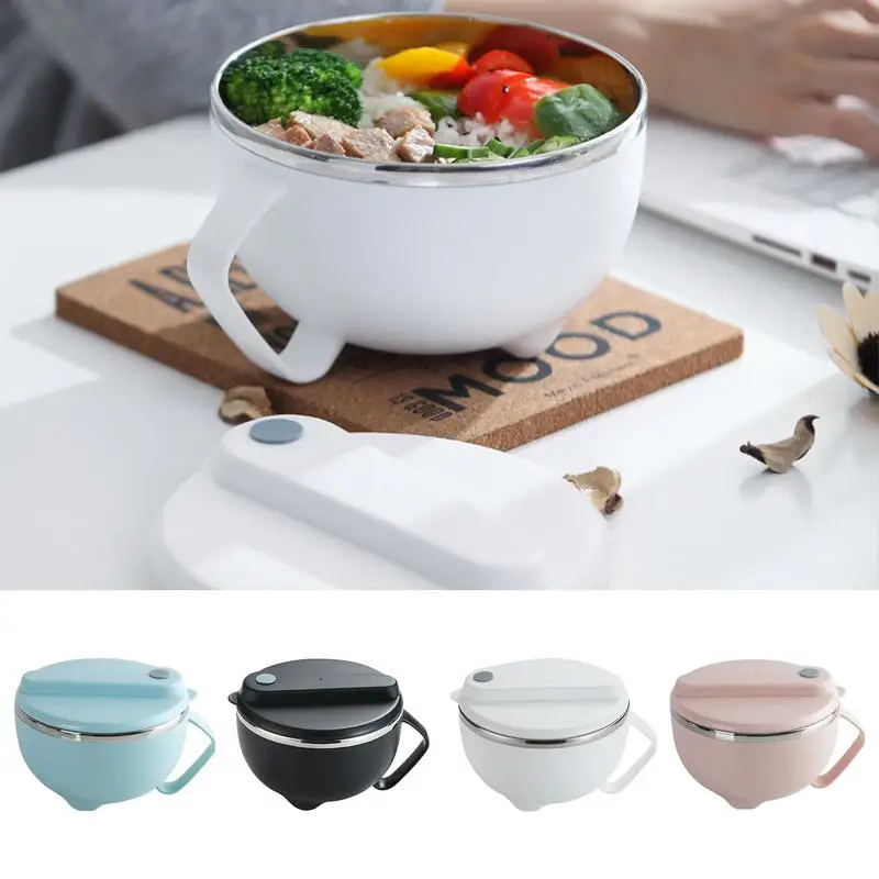 

Ramen Bowl with Lid Stainless Steel Noodle Cooker Creative Soup Bowl Portable Ramen Bowl Noodle Bowls for Soup Tableware