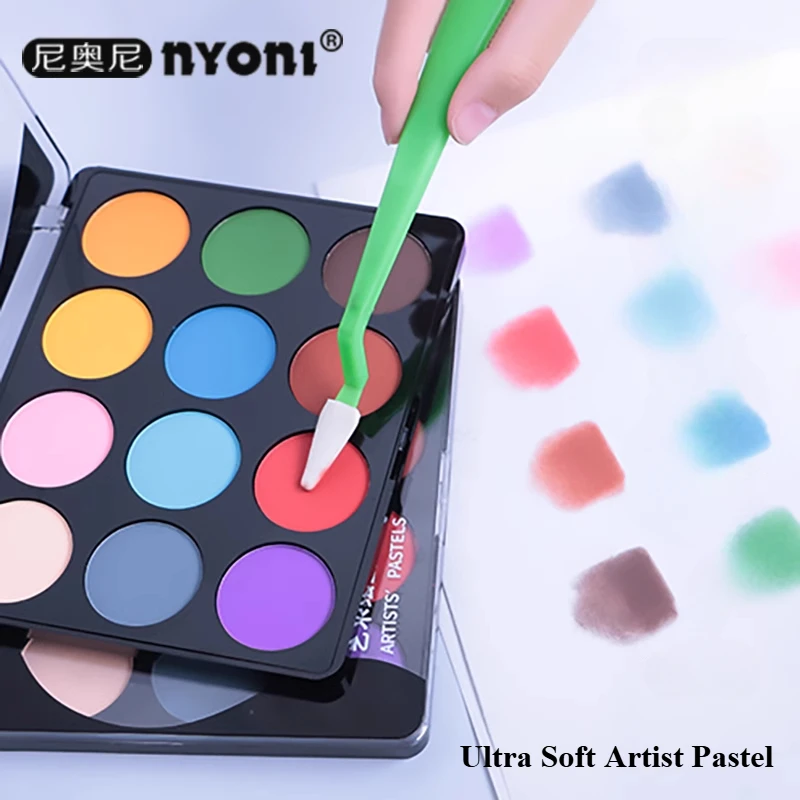 Artist Pastel Nyoni Ultra Soft 1/12 Color Pan Case Apply Sofft Tools Best Results Painting Drawing Mixed Media
