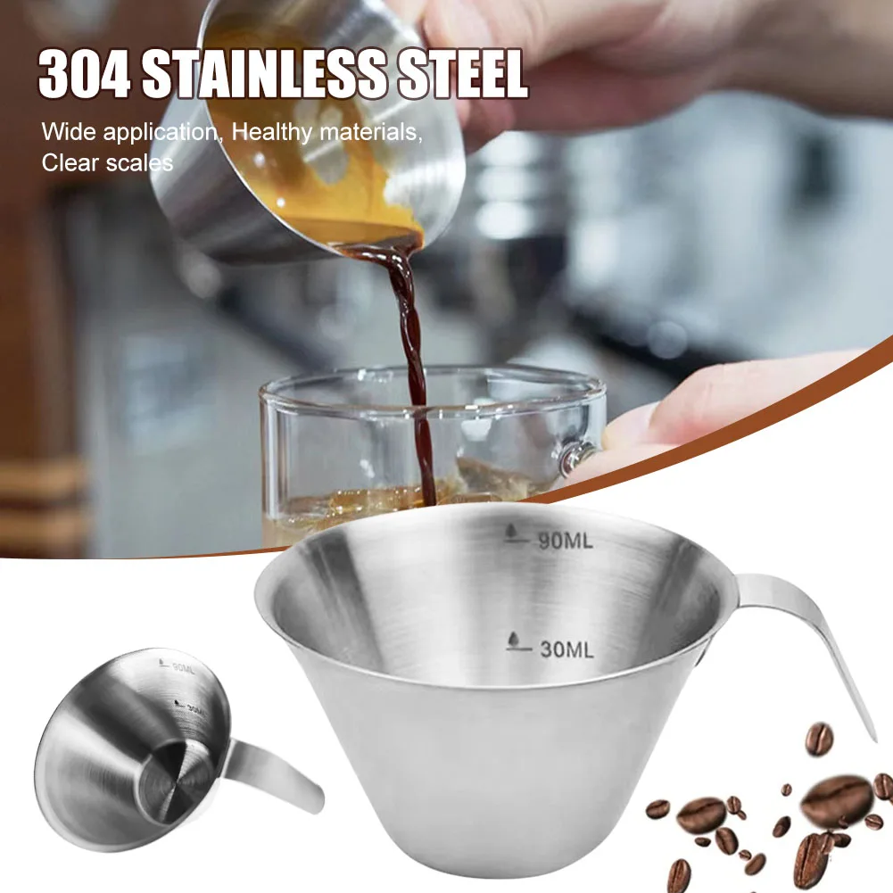 

90ML Stainless Steel Measuring Cup With Inner Scale Coffee Milk Pitcher Jug Espresso Measuring Shot Cup Kitchen Gadgets