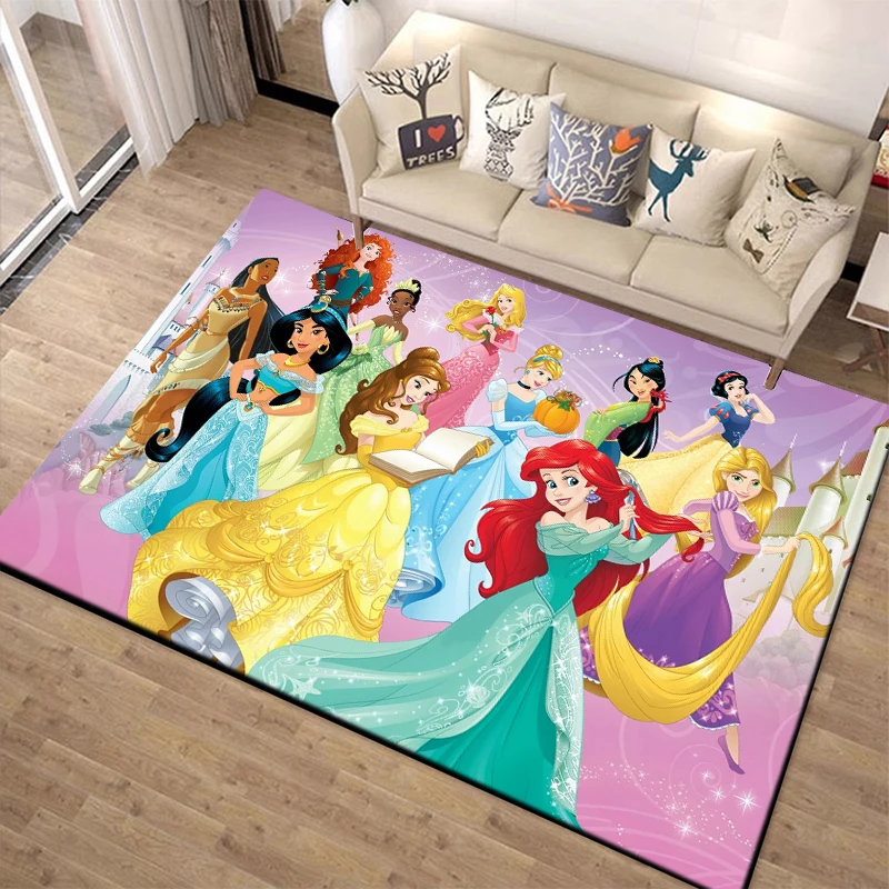 

3D Disney Cartoon Princess Printing Rug Carpet for Living Room Bedroom Large Area Sofa Home Girl Kids Decor Floor Anti-slip Rugs