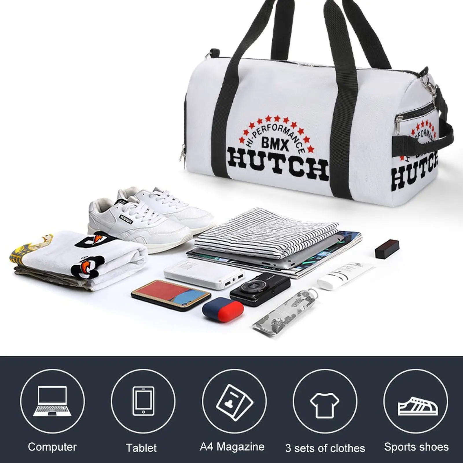 Hutch BMX Logo Gym Bag Vintage Print Training Sports Bags Men's Design Gym Accessories Funny Fitness Bag Outdoor Handbags 5