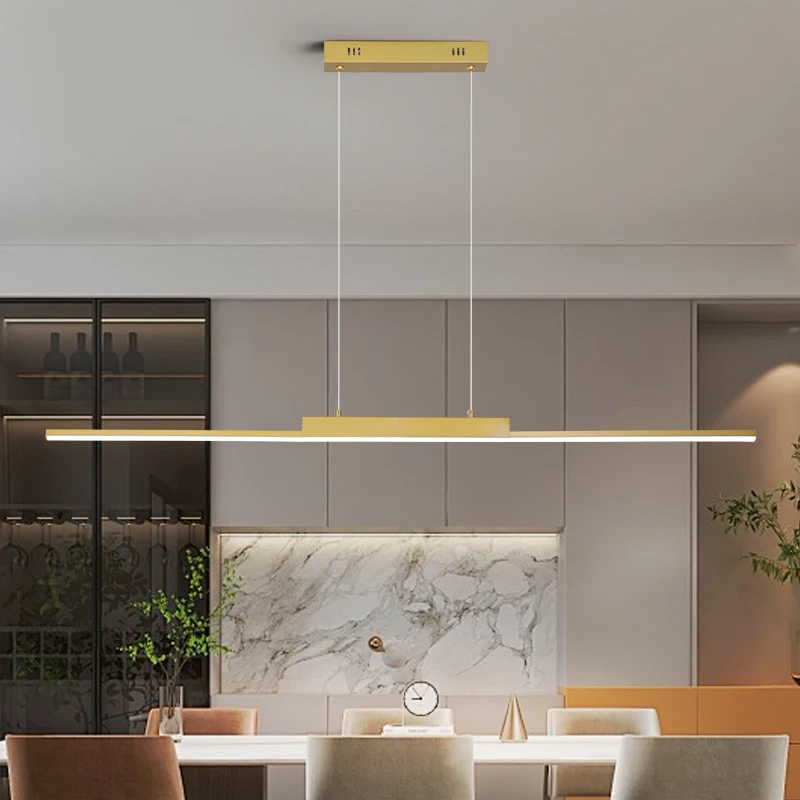 Modern Minimalist LED Pendant Light for Dining Room Adjustable Linear ...