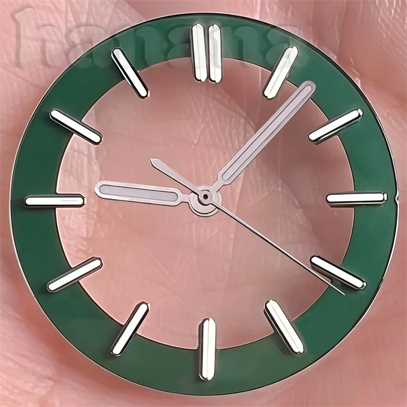 Transparent Green Luminous Watch Dial with 31.5mm and 29mm Size Options