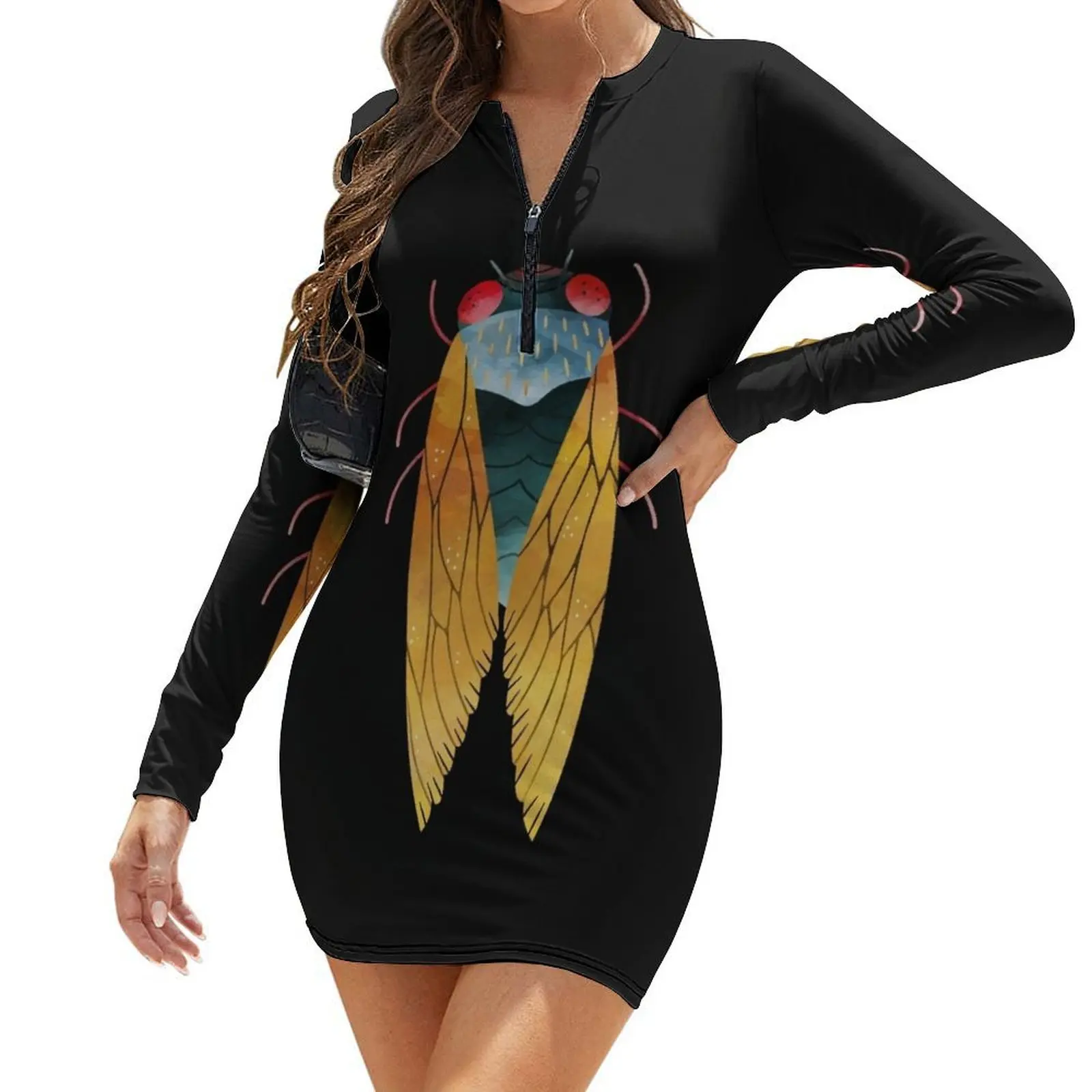 

Cicada 2021 Brood X Long-Sleeve Bodycon Dress dress women summer 2024 women's summer jumpsuit clothing women summer 2024