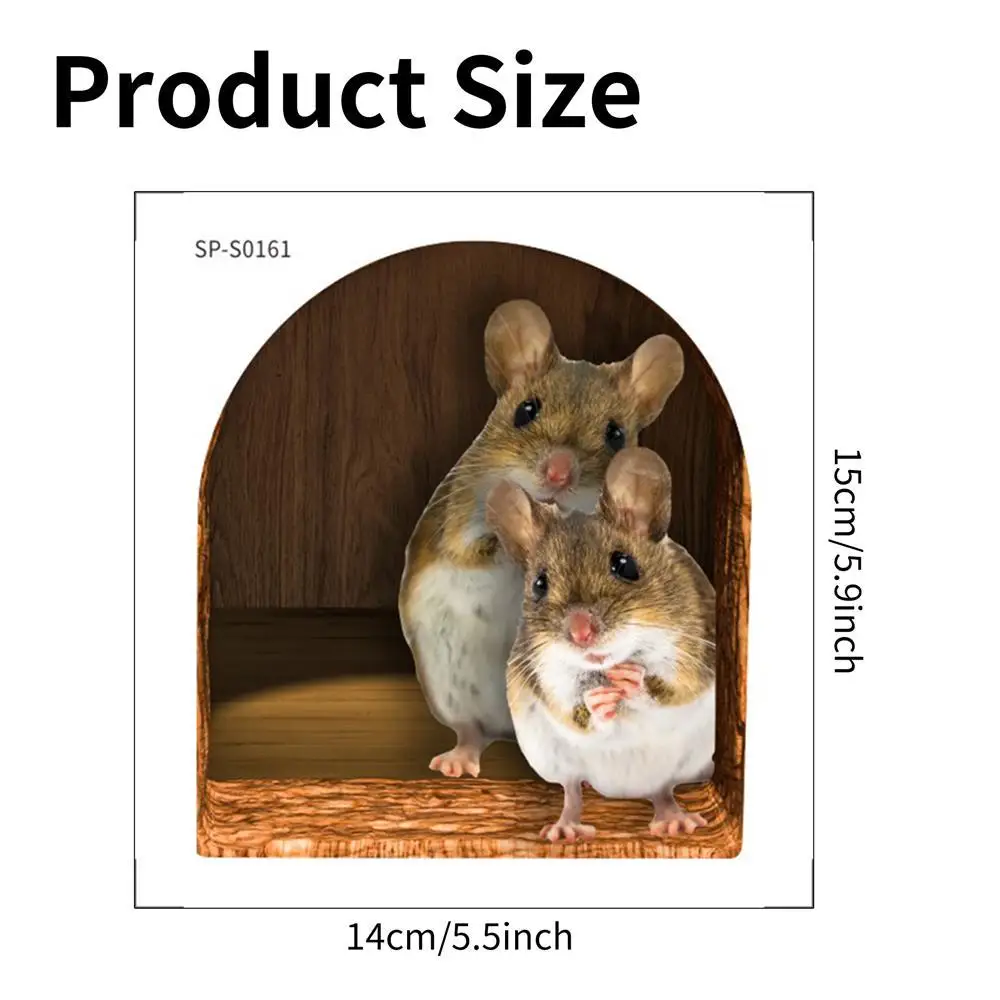 M528 Cute Mouse Hole Wall Sticker Kids Room Refrigerator Background Home Decoration Mural Living Room Wallpaper Funny Decal