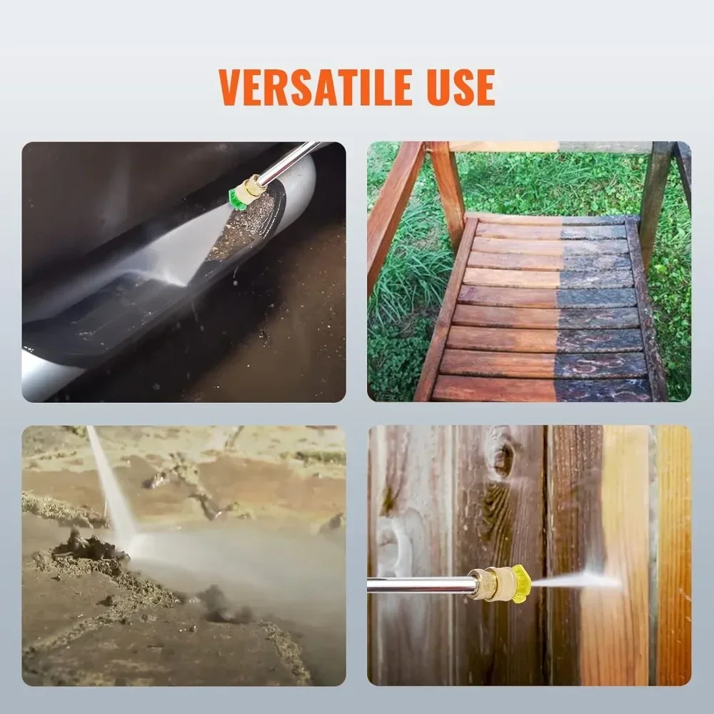 gas powered pressure washer 3400 psi 2.6 gpm, with spray gun and extension wand, 5 quick connect nozzles, copper pump