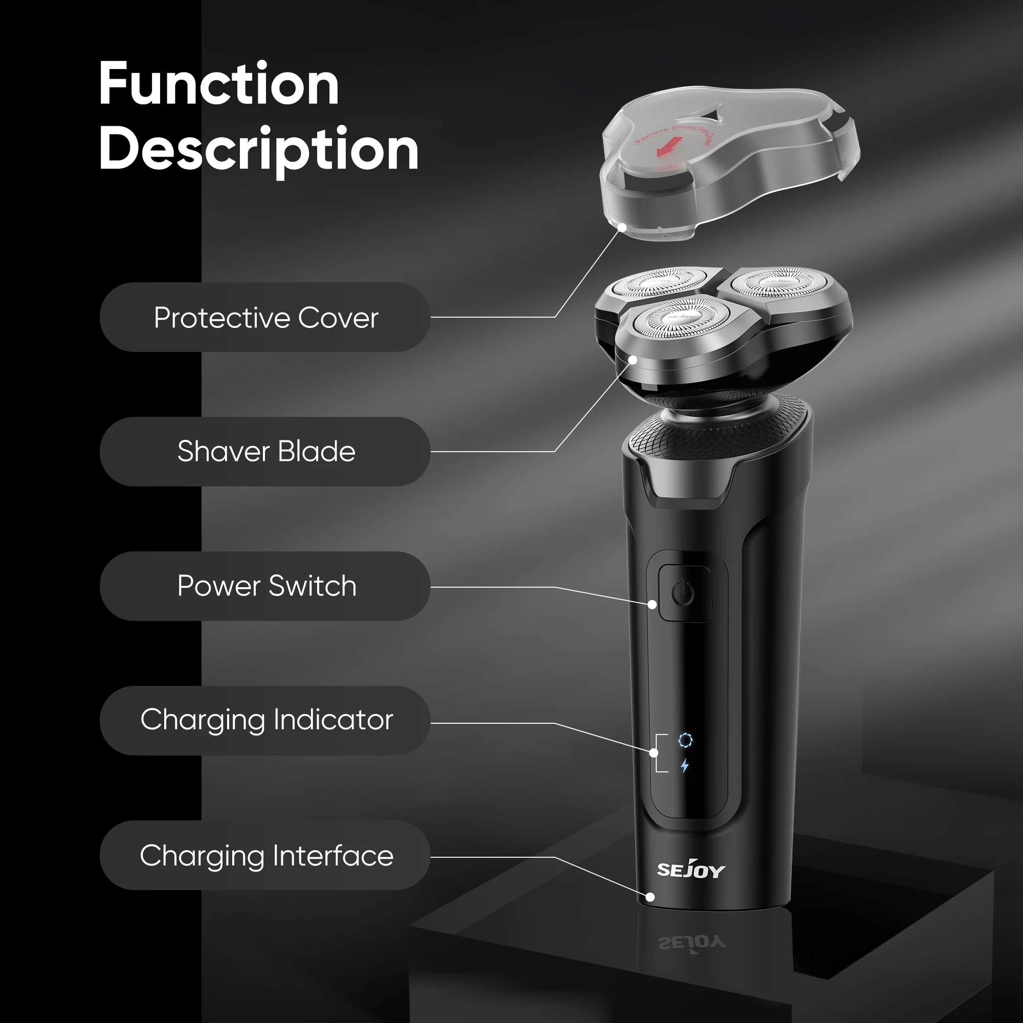Sejoy 5 in 1 Electric Shaver Barber for Men Razor Rechargeable with Beard Trimmer Lithium Battery Portable Shavers for Travel 3