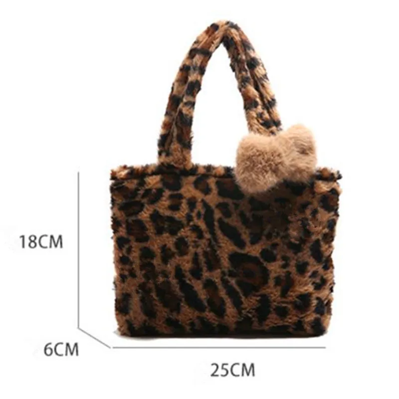 Stylish Leopard Print Y2k Leisure Teen Underarm Shoulder Bag Fluffy Handbag for Women Daily Use Work Party Dating Travel Outing