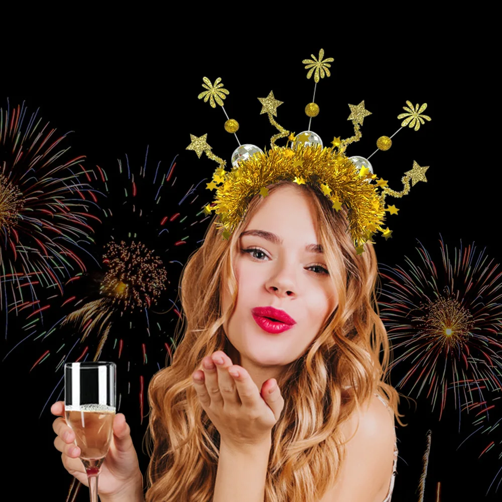 Christmas New Year Fireworks Hair Hand New Year Party Photo Props Headband Holiday Dress Up Props