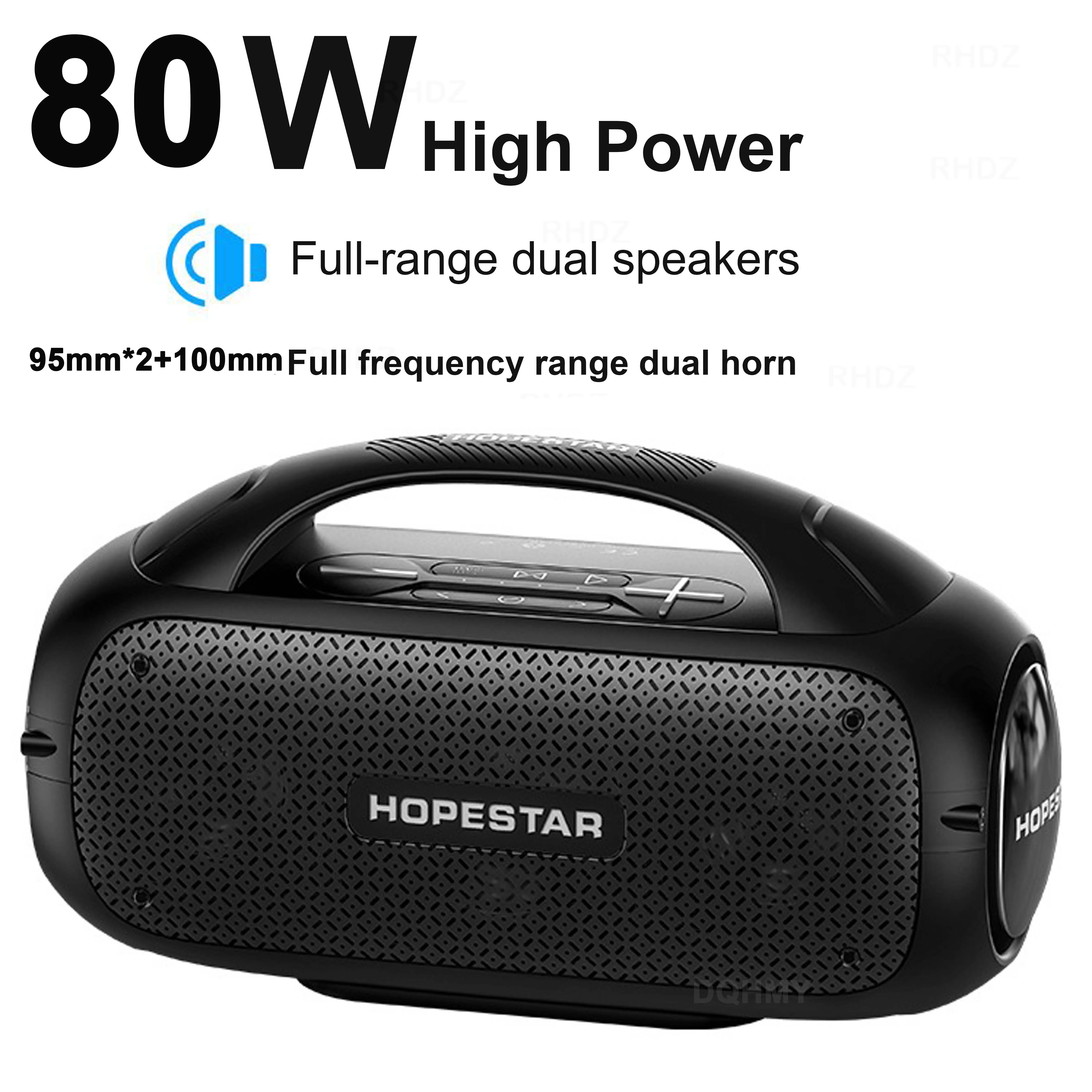 

HOPESTAR A50 80W High Power Large Wireless Bluetooth Speakers Portable Subwoofer Super Bass Boom Box Microphone Karaoke Machine
