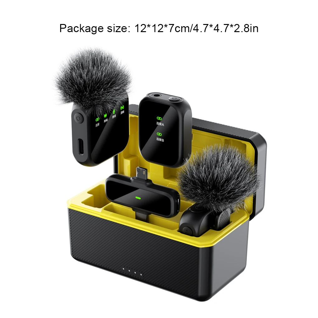 Portable Wireless Lavalier Microphone Charging Case Mic Noise Reduction Audio Video Recording for Phone Notebook Live Gaming Mic