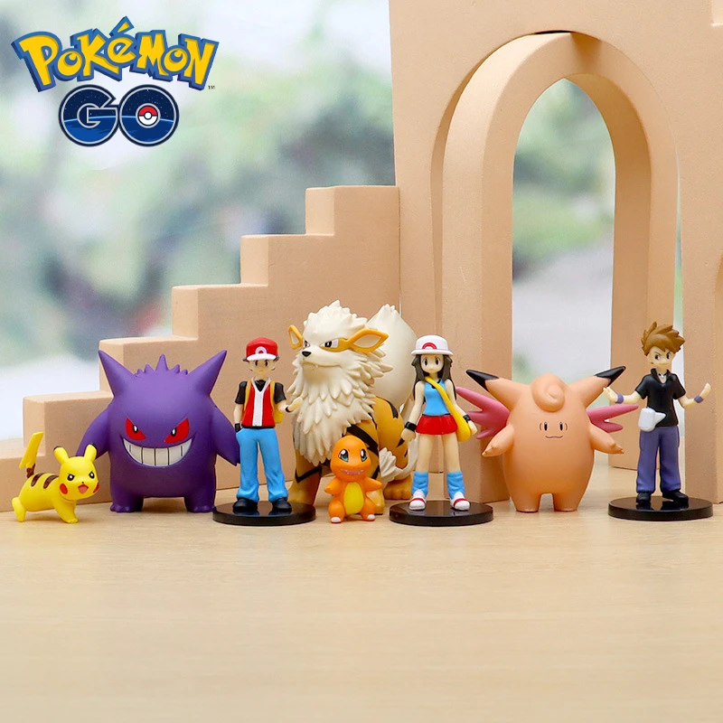 8 Pz/Set 4-9Cm Pokemon Anime Figures Scale World Trainer Red Pikachu Charizard Gengar Pvc Action Figures Giocattoli Bambole Regalo Per Bambini