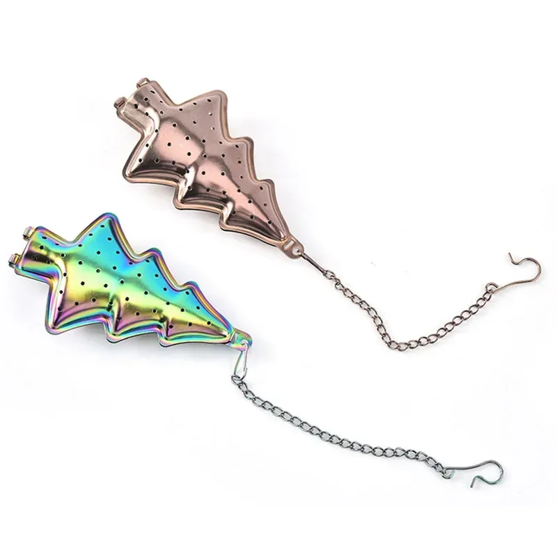 Hangable Tea Infuser Stainless Steel Christmas Tree Shape Tea Leaf Strainer Spice Filter Reusable Filter Set Accessories