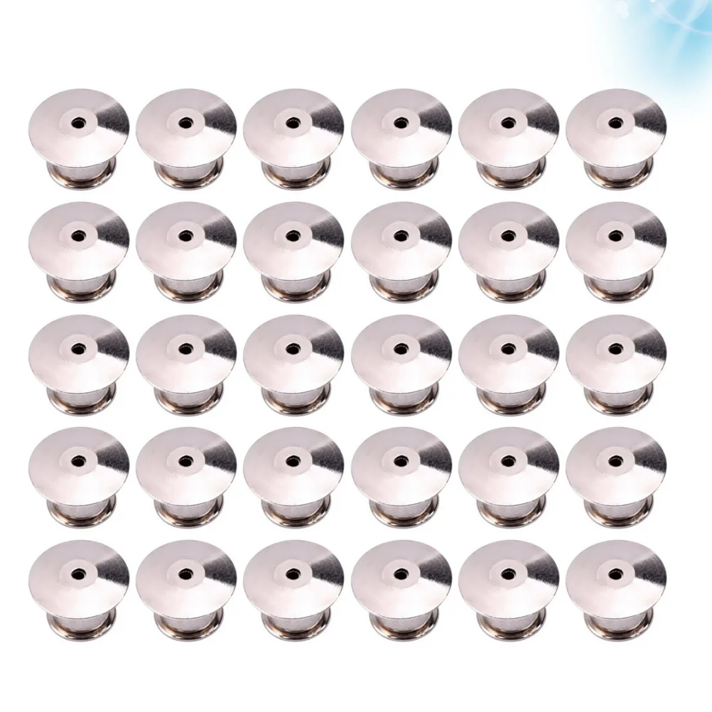 

30PCS Durable Metal Flat Locking Pin Backs Brooch Badge Accessories (Silver)