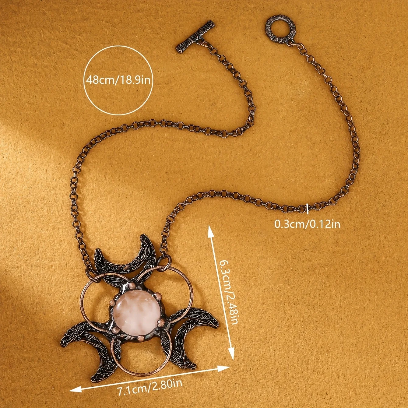 YEEVAA Retro Style Three Moon Combination Natural White Crystal Inlaid Pendant Necklace For Women Party Gift(With Chain)