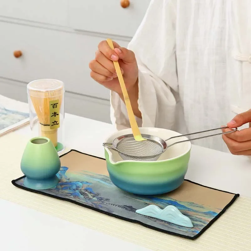 2/7 Piece Japanese Tea Set Matcha Green Tea Blending Bowl Brush Bamboo Utility Brush Tool Kitchen Matcha Bamboo Accessories