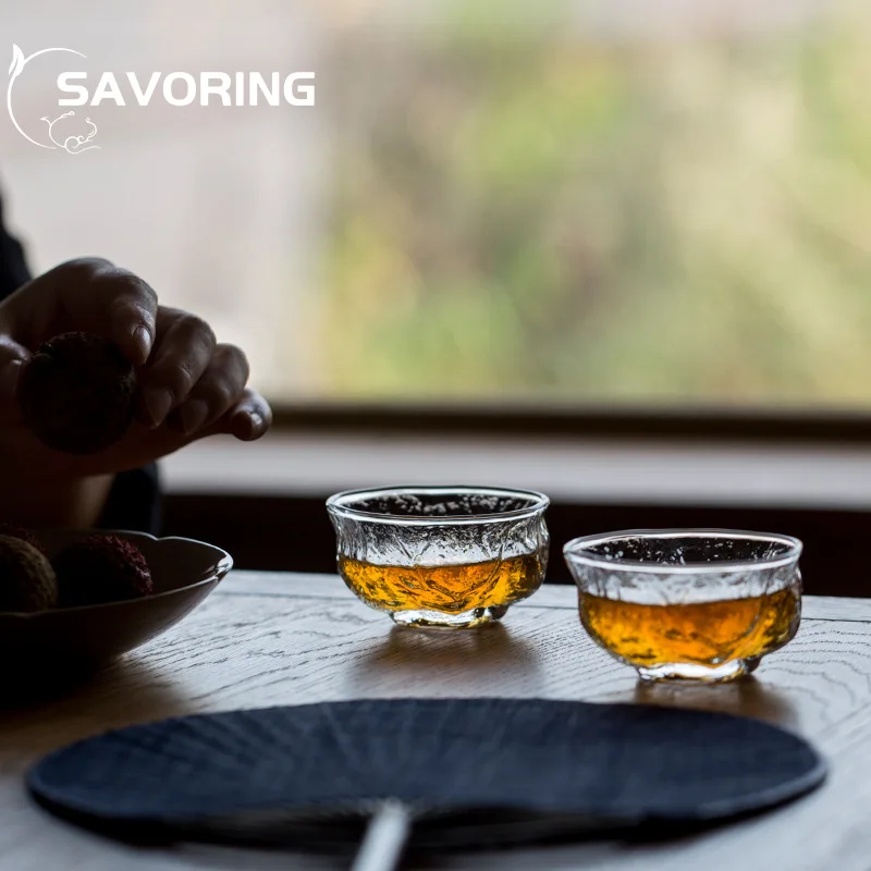Tea Cup Japanese Hammer Pattern Heat-resistant Transparent Glass